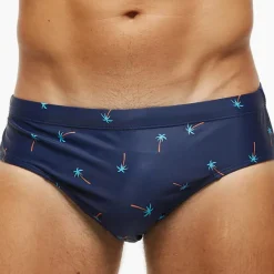 Clearance OUKU Men's Swimwear Swim Briefs Floral Tropical Beach Swimming Pool Sporty Basic Black White