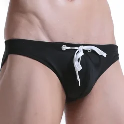 Best OUKU Men's Swimwear Swim Briefs Swim Thong Drawstring Plain Breathable Soft Simple Black Red
