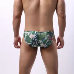 OUKU Men's Swimwear Swim Briefs Swim Thong Drawstring Trees / Leaves Flower / Plants Breathable Soft Simple Yellow Pink