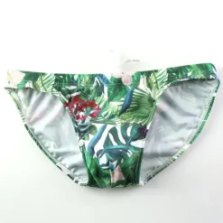 OUKU Men's Swimwear Swim Briefs Swim Thong Drawstring Trees / Leaves Flower / Plants Breathable Soft Simple Yellow Pink