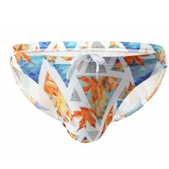 OUKU Men's Swimwear Swim Briefs Swim Thong Drawstring Trees / Leaves Flower / Plants Breathable Soft Simple Yellow Pink