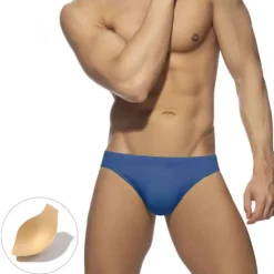 OUKU Men's Swimwear Swim Briefs Pure Color Antibacterial Leak Proof Beach Swimming Pool Fashion Simple Light Blue Black Micro-elastic