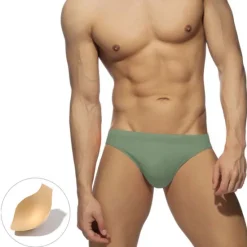 OUKU Men's Swimwear Swim Briefs Pure Color Antibacterial Leak Proof Beach Swimming Pool Fashion Simple Light Blue Black Micro-elastic
