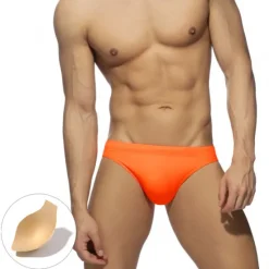 OUKU Men's Swimwear Swim Briefs Pure Color Antibacterial Leak Proof Beach Swimming Pool Fashion Simple Light Blue Black Micro-elastic