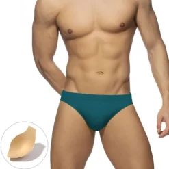 OUKU Men's Swimwear Swim Briefs Pure Color Antibacterial Leak Proof Beach Swimming Pool Fashion Simple Light Blue Black Micro-elastic