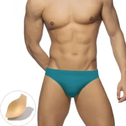 OUKU Men's Swimwear Swim Briefs Pure Color Antibacterial Leak Proof Beach Swimming Pool Fashion Simple Light Blue Black Micro-elastic