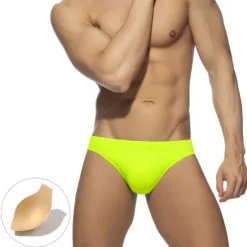 OUKU Men's Swimwear Swim Briefs Pure Color Antibacterial Leak Proof Beach Swimming Pool Fashion Simple Light Blue Black Micro-elastic