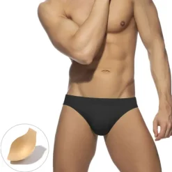 OUKU Men's Swimwear Swim Briefs Pure Color Antibacterial Leak Proof Beach Swimming Pool Fashion Simple Light Blue Black Micro-elastic