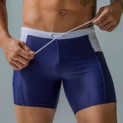 Hot OUKU Men's Swimwear Swim Shorts Swim Trunks Boxer Swim Shorts Shorts Plain Comfort Breathable Outdoor Daily Going out Sports Hawaiian Black Blue