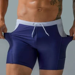 Hot OUKU Men's Swimwear Swim Shorts Swim Trunks Boxer Swim Shorts Shorts Plain Comfort Breathable Outdoor Daily Going out Sports Hawaiian Black Blue