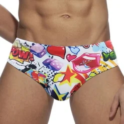 OUKU Men's Swimwear Swim Shorts Shorts Swim Briefs Print Character Comfort Breathable Outdoor Daily Going out Sports Hawaiian White