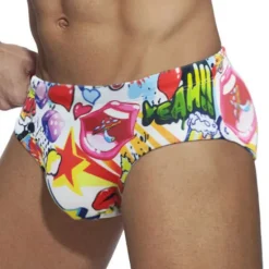 OUKU Men's Swimwear Swim Shorts Shorts Swim Briefs Print Character Comfort Breathable Outdoor Daily Going out Sports Hawaiian White