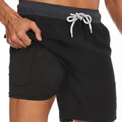New OUKU Men's Swimwear Swim Shorts Swim Trunks Plain Comfort Breathable Outdoor Daily Going out Fashion Casual Azure Black