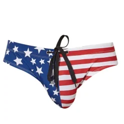 OUKU Men's Swimwear Swim Shorts Swim Briefs Print Flag Comfort Breathable Outdoor Daily Going out Fashion Casual White Blue