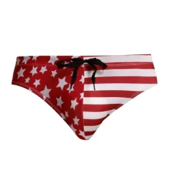 OUKU Men's Swimwear Swim Shorts Swim Briefs Print Flag Comfort Breathable Outdoor Daily Going out Fashion Casual White Blue