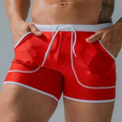 Discount OUKU Men's Swimwear Swim Shorts Swim Trunks Boxer Swim Shorts Shorts Pocket Plain Comfort Breathable Outdoor Daily Going out Sports Hawaiian Black Red