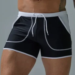 Discount OUKU Men's Swimwear Swim Shorts Swim Trunks Boxer Swim Shorts Shorts Pocket Plain Comfort Breathable Outdoor Daily Going out Sports Hawaiian Black Red