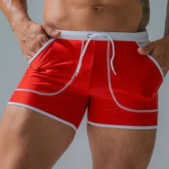 Discount OUKU Men's Swimwear Swim Shorts Swim Trunks Boxer Swim Shorts Shorts Pocket Plain Comfort Breathable Outdoor Daily Going out Sports Hawaiian Black Red