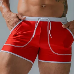 Discount OUKU Men's Swimwear Swim Shorts Swim Trunks Boxer Swim Shorts Shorts Pocket Plain Comfort Breathable Outdoor Daily Going out Sports Hawaiian Black Red
