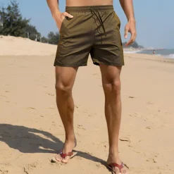 Outlet OUKU Men's Swimwear Swim Shorts Beach Shorts with Mesh lining Plain Comfort Breathable Outdoor Daily Going out Fashion Casual Army Yellow Black