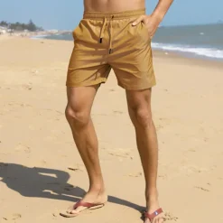 Outlet OUKU Men's Swimwear Swim Shorts Beach Shorts with Mesh lining Plain Comfort Breathable Outdoor Daily Going out Fashion Casual Army Yellow Black