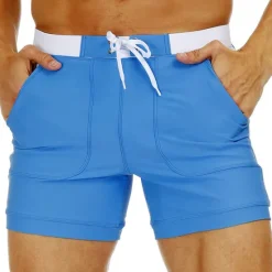Clearance OUKU Men's Swimwear Swim Shorts Swim Trunks Shorts Pocket Plain Comfort Breathable Holiday Going out Hawaiian Boho Pink Red