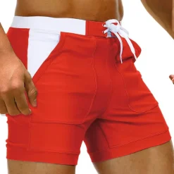 Clearance OUKU Men's Swimwear Swim Shorts Swim Trunks Shorts Pocket Plain Comfort Breathable Holiday Going out Hawaiian Boho Pink Red