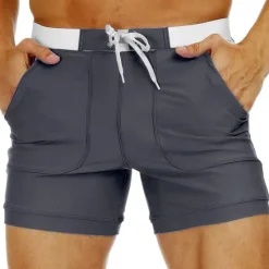 Clearance OUKU Men's Swimwear Swim Shorts Swim Trunks Shorts Pocket Plain Comfort Breathable Holiday Going out Hawaiian Boho Pink Red
