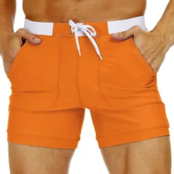 Clearance OUKU Men's Swimwear Swim Shorts Swim Trunks Shorts Pocket Plain Comfort Breathable Holiday Going out Hawaiian Boho Pink Red