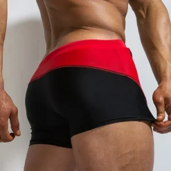 Clearance OUKU Men's Swimwear Swim Shorts Swim Trunks Lace up Drawstring Color Block Quick Dry Holiday Swimming Pool Sporty Basic Light Blue Red
