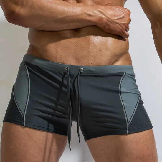 Clearance OUKU Men's Swimwear Swim Shorts Swim Trunks Lace up Drawstring Color Block Quick Dry Holiday Swimming Pool Sporty Basic Light Blue Red