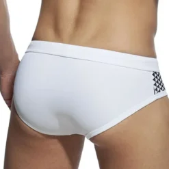 Best OUKU Men's Swimwear Swim Shorts Shorts Swim Briefs Print Geometry Comfort Breathable Outdoor Daily Going out Sports Hawaiian Black White