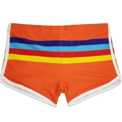 Online OUKU Men's Swimwear Swim Trunks Swim Briefs Print Stripe Antibacterial Leak Proof Beach Swimming Pool Fashion Simple Blue Orange Micro-elastic