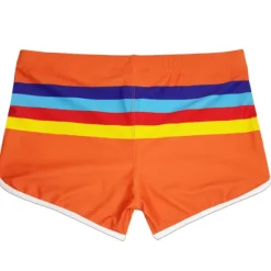 Online OUKU Men's Swimwear Swim Trunks Swim Briefs Print Stripe Antibacterial Leak Proof Beach Swimming Pool Fashion Simple Blue Orange Micro-elastic
