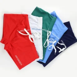 New OUKU Men's Swimwear Swim Trunks Swim Briefs Drawstring Letter Breathable Soft Simple White Red