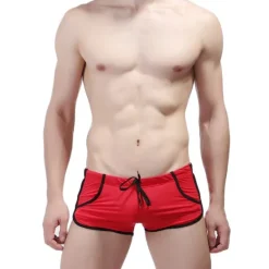 Online OUKU Men's Swimwear Swim Trunks Swim Briefs Drawstring Elastic Waist Color Block Breathable Soft Outdoor Casual Daily Hawaiian Stylish Black Red Micro-elastic