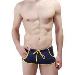 Online OUKU Men's Swimwear Swim Trunks Swim Briefs Drawstring Elastic Waist Color Block Breathable Soft Outdoor Casual Daily Hawaiian Stylish Black Red Micro-elastic