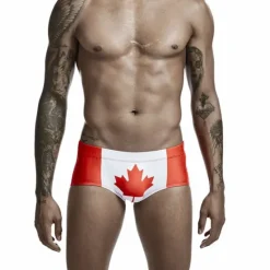 Online OUKU Men's Swimwear Swim Trunks Swim Briefs Elastic Waist Print Graphic Prints Breathable Soft Outdoor Casual Daily Hawaiian Stylish White Red Micro-elastic