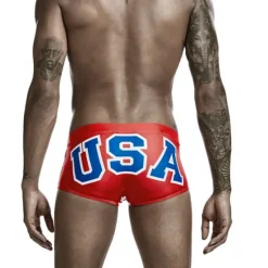 Online OUKU Men's Swimwear Swim Trunks Swim Briefs Elastic Waist Print Graphic Prints Breathable Soft Outdoor Casual Daily Hawaiian Stylish White Red Micro-elastic