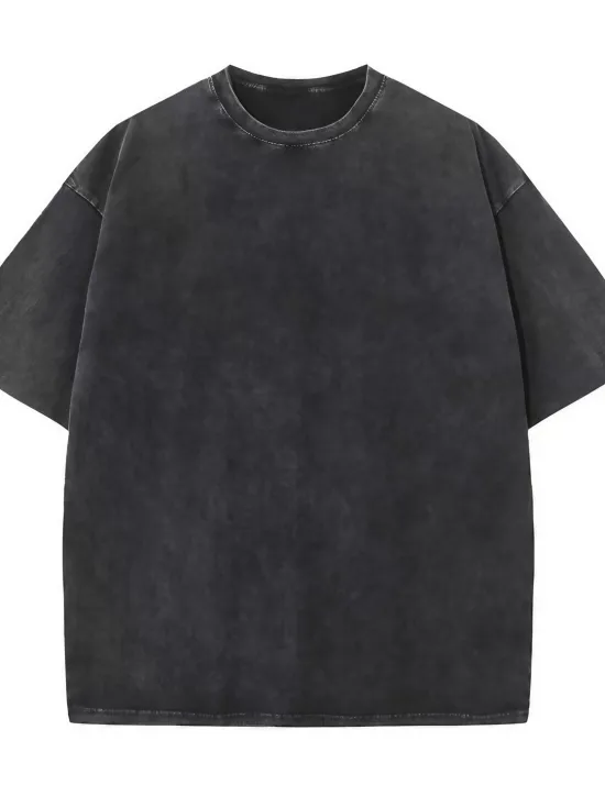 Outlet OUKU Men's T Shirt 100% Cotton Acid Wash Shirt Oversized Shirt Tee Top Short Sleeve Crew Neck Summer Plain Streetwear Designer Casual Daily Outdoor Sport Going out Black Blue Grey Top Tee for Men