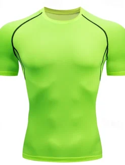 Online OUKU Men's T Shirt Gym Shirt Compression Shirt Fitness Shirt Men Tops Crew Neck Short Sleeve Vacation Sports & Outdoor Going out Casual Daily Quick dry Sweat wicking Breathable Soft Plain Black White