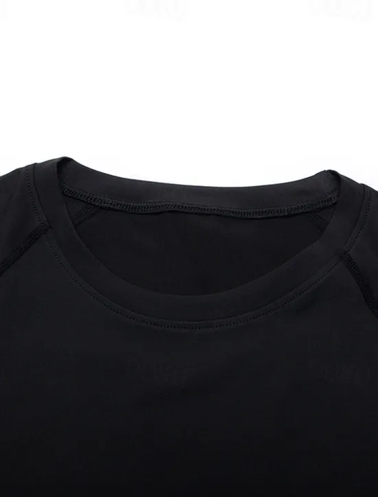 Online OUKU Men's T Shirt Gym Shirt Compression Shirt Fitness Shirt Men Tops Crew Neck Short Sleeve Vacation Sports & Outdoor Going out Casual Daily Quick dry Sweat wicking Breathable Soft Plain Black White