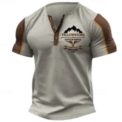 Clearance OUKU Men's T Shirt Henley Shirt Tee Short Sleeve Shirt Short Sleeve Henley Summer Car Letter Print Fashion Designer Basic Patchwork Vacation Street Going out Black Navy Blue Khaki Top Tee for Men