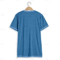 Clearance OUKU Men's T Shirt Henley Shirt Tee Top Short Sleeves Plain Fashion Designer Basic Fake two piece Henley Vacation Street Going out Summer Light Blue Black Green Henley T-Shirt