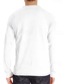 Best OUKU Men's T Shirt Henley Shirt Tee Top Long Sleeve Shirt Long Sleeve Plain Fashion Designer Basic Henley Vacation Street Going out Spring & Fall Black White Navy Blue Henley T-Shirt