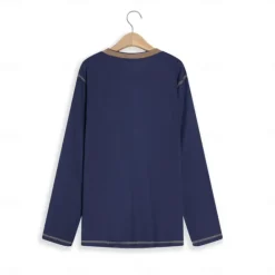 Outlet OUKU Men's T Shirt Henley Shirt Waffle Knit Tee Tee Top Long Sleeve Shirt Long Sleeve Color Block Fashion Designer Basic Patchwork Henley Vacation Street Going out Spring & Fall Black White Blue Henley