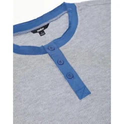 Outlet OUKU Men's T Shirt Henley Shirt Waffle Knit Tee Tee Top Long Sleeve Shirt Long Sleeve Color Block Fashion Designer Basic Patchwork Henley Vacation Street Going out Spring & Fall Black White Blue Henley