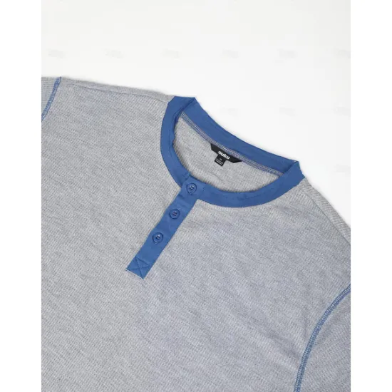 Outlet OUKU Men's T Shirt Henley Shirt Waffle Knit Tee Tee Top Long Sleeve Shirt Long Sleeve Color Block Fashion Designer Basic Patchwork Henley Vacation Street Going out Spring & Fall Black White Blue Henley