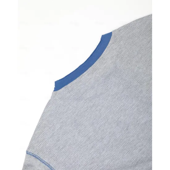 Outlet OUKU Men's T Shirt Henley Shirt Waffle Knit Tee Tee Top Long Sleeve Shirt Long Sleeve Color Block Fashion Designer Basic Patchwork Henley Vacation Street Going out Spring & Fall Black White Blue Henley