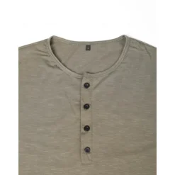 OUKU Men's T Shirt Henley Shirt Tee Top Short Sleeves Plain Designer Basic Modern Contemporary Buttons Henley Vacation Street Going out Summer Wine Black White Henley T-Shirt